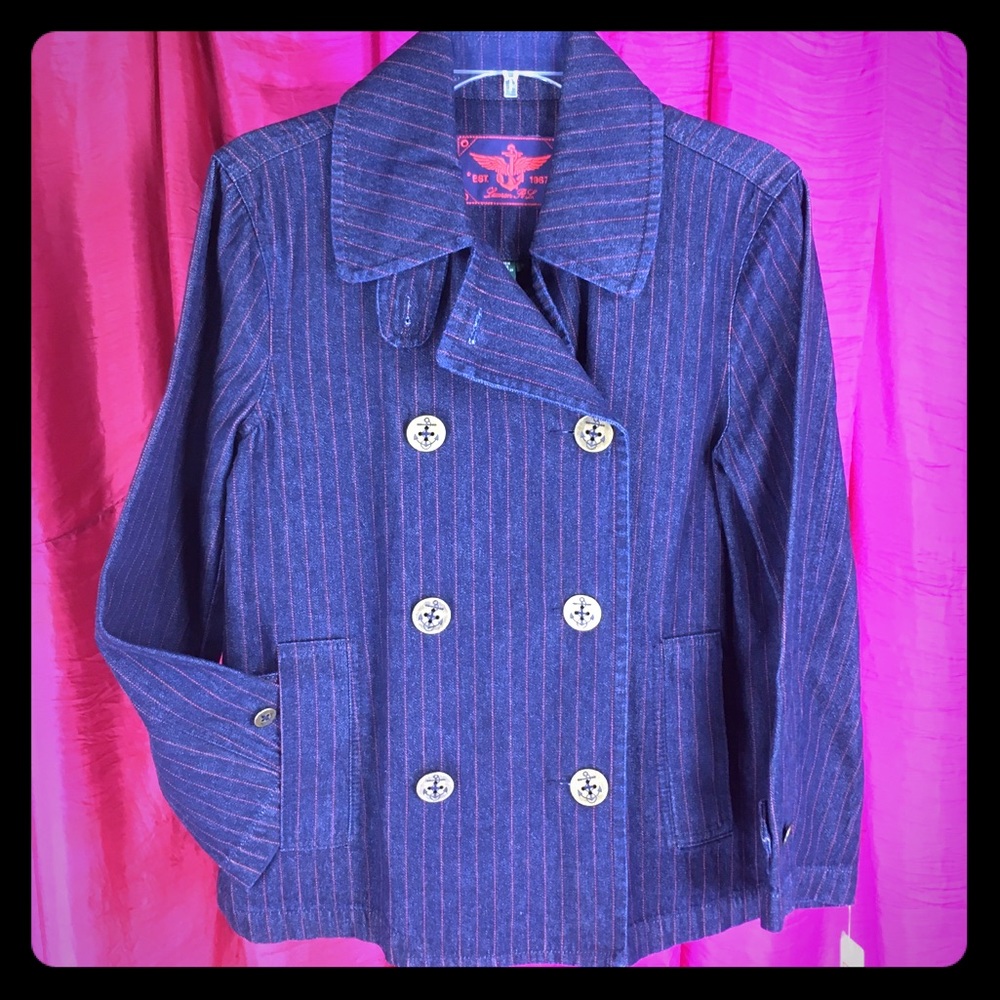 Ralph Lauren jean co. pinstriped denim blazer M